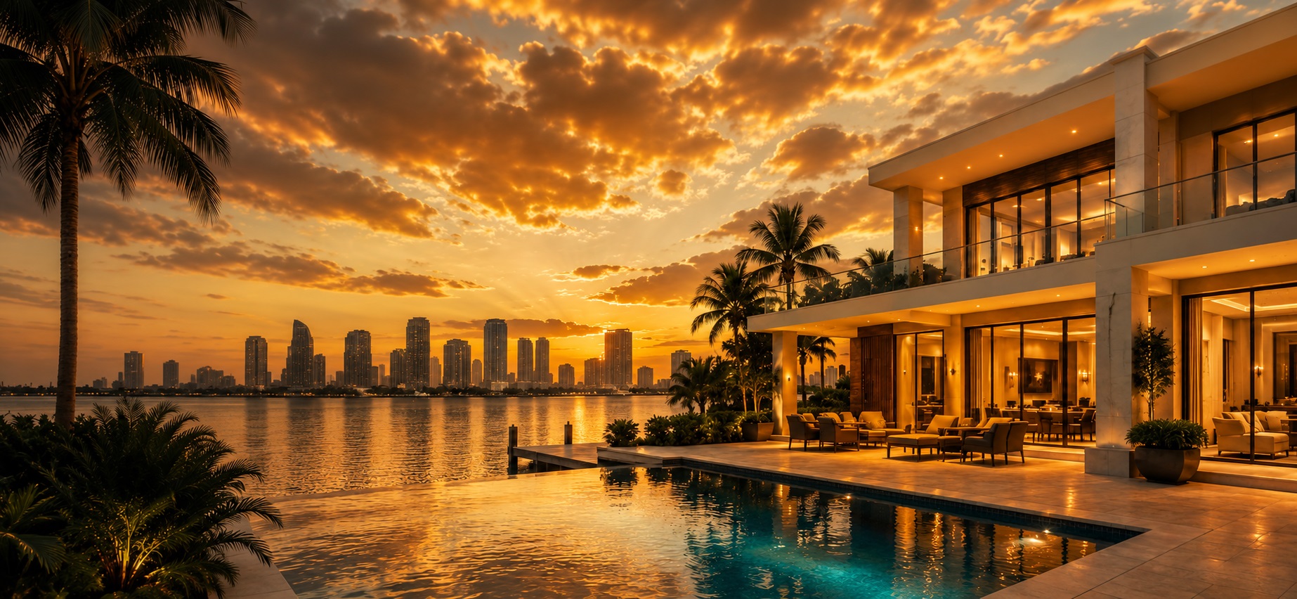 Luxury waterfront Florida home at sunset - Rapid Sale Move Manager